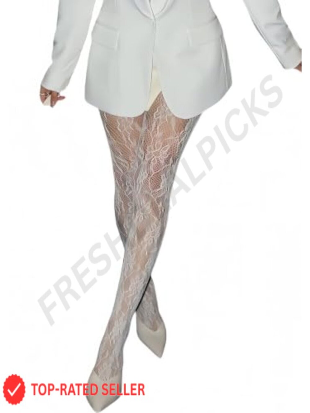 Women Floral Lace Fishnet Tights Sheer Patterned High Waist Stretch